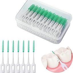 Sunkizzrs® Interdental Brush (140-Pcs) for Teeth Cleaning—Portable Dual-Use Interdental Brushes—Silicone Head Safe Brace Interdental Brush—Tooth Floss Sticks for Plaque Removal & Teeth Oral Dental Care (Green)-17