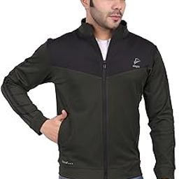 slagen Men's Full-Zip Lightweight Full Sleeve Athletic Track Upper Jacket || Fully Comfartble & Fashionable 95% Polyester 5% ElastaneFabric || Reguler Fit, Color Olive Green and Black-picture-10
