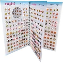 Sunaina New 3 Pages Assorted Spiral (Original) Mix Size Designer Multicolour/Red/Maroon Kumkum Round Bindi Book For Women Pack Of 1 (Stone Bindi Book - 372 bindis)-image-2