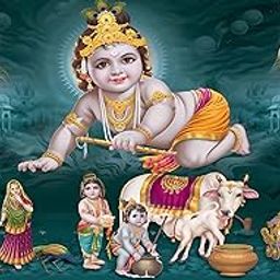Backdropon Bal Krishna with Matuki and Cows Design Backdrop for Decoration Cloth for Pooja Especially for Krishna Janmashtami Background for Festival Size 3 Feet Height and 5 Feet Width(3 * 5)-image-75