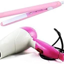 SUNISA Hair Dryer With Fold Able Handle And Mini Hair Straightener Travel Friendly,Multicolor-image-65