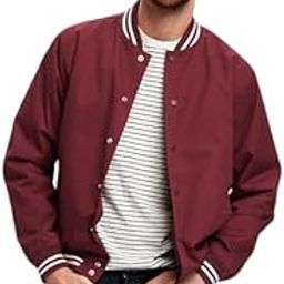 Solid Botton Full Sleeves Stylish Bomber Varsity Jacket for Men (Full Maroon)-image-1