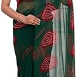 KcPc Summer Special Rajasthani Royal Georgette Bandhani Sarees Bottle Green-image-20