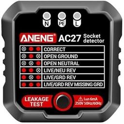 UJEAVETTE 2xOutlet Tester Wiring Circuit Polarity Voltage Detector Checker Socket Tester Black-image-63