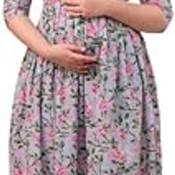 Women's Pure Cotton Printed Maternity Gown/Maternity wear/Feeding Gown A-line Maternity Feeding Dress Maternity Kurti Gown for Women-picture-47