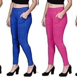 Stylish Pocket Jeggings for Girls (Age 14 to 18) & Women (Hip Size 26 to 34) // Fabric - Soft Bun Cotton // Fit - Slim Fit Ankle Length // 4 Combo Pack // Please Refer The Size Chart Image First-image-67