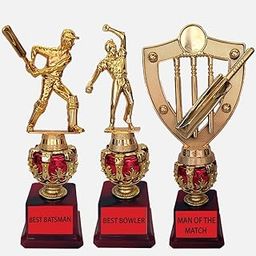 Bareeze Pure Gold Cricket Tourname Tournament Set of 3, Best Batsman Trophy, Best Bowler Trophy and Man of The Match-picture-14