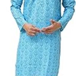 (Since 1958 Rakhi Edition Men's Cotton Blend Printed Kurta with White Churidar Pyjama-image-93