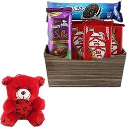 SFU E Com Choco Gift Combo For Your Loved Once | Valentine Teddy Bear With Chocolate Combo | Valentine Chocolate Hamper | 1009-86