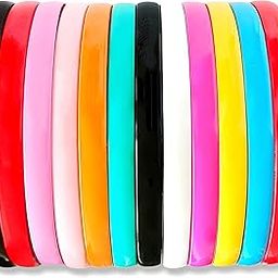 Multicolor Simple Fancy 12 mm Plastic Teeth Comb Shine Hair Bands Hair Accessories For Girls and Women (Pack Of 12)-image-60