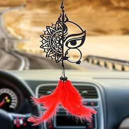 Car Hanging Accessories Car Rear View Mirror Hanging Accessories Good Luck Dream Catcher for Car Positive Vibes Car, Balcony and Room, Om Namah Shivay (Devi Maa)-image-12