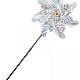 ATORSE 5xWhirl Reflective Pinwheel Wind Spinner Sparkly Silver for Farm Garden Yard-image-56