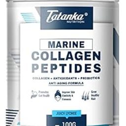 Tatanka Nutrition Marine Collagen Peptides Powder Enriched with Antioxidant & Probiotics (Juicy Lychee, 300g) Pack of - 2-8