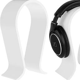 Acrylic Omega Headphones Stand Headset Holder Desk Display Hanger Fit Audio-Technica Bose QC3 QC25 QC2 QC15 AE2 AKG Sennheiser Monster Beats Studio Solo Logitech DJ Professional Gaming Headset and Many Earphones 8mm W White - L-image-3