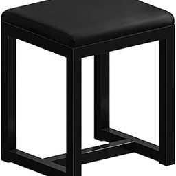 INDIAN DECOR 41115 Extra seat,Metal Square Low Backrest Dressing Table Stool Comfortable Vanity Stool Dining Chair, Black-picture-28