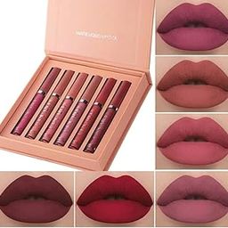 TopFinder® || Nude Lipstick || Lipstick Combo Pack Waterproof || Long Lasting || Velvet 6 Shades || Non Transfer Beauty Product Kit- Lip Gloss For Women, Liquid Glossy, Lipsticks Set For Women-23