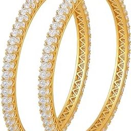 BangleCart American Diamond Gold Plated Traditional Bangles Set for Women, Crystal Studded Design (2.6)-image-70