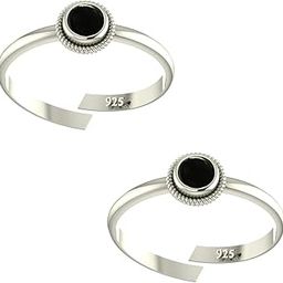 925 CZ Silver Balck Onyx Toe Rings (Leg Finger Rings) In Pure 92.5 Sterling Silver For Women | Toe Rings for Women and Girls | Chandi Bichiya-image-95