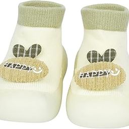 Baby Shoes for 12-18 Months – Breathable Cotton Socks Shoes with Non-Slip Rubber Sole, Easy Slip-On Toddler Floor Shoes for Boys & Girls, Size 12.6 cm, Light Green-image-18