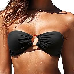 Bandeau Bikini Top for Women Strapless Swimsuit Tops Only Bathing Suit Tops with Shoulder Straps-image-31