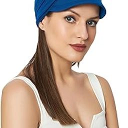 Women's Bamboo Viscose Free Size New Boy Visor Cap with Gathered Band Chemo Hair Loss (HS108_Classic Blue)-image-79