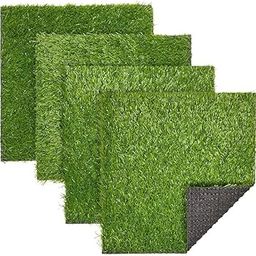 pmw - Synthetic Grass - 4-Pack Artificial Lawn, Fake Grass Patch, Pet Turf Garden, Pets, Outdoor Decor- Non-Slip Turf, Green, 12 x 0.25x 12 inches-image-59