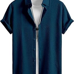 Men's Regular Fit Solid Soft Touch Cotton Blend Casual Shirt Design with Spread Collar & Half Sleeves-image-87