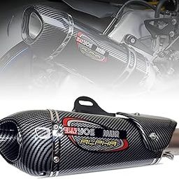 Universal Alpha Racing Sports Silencer/Exhaust Muffler Pipe, Slip-on Exhaust System for Bike/Motorcycle (CARBON)-11