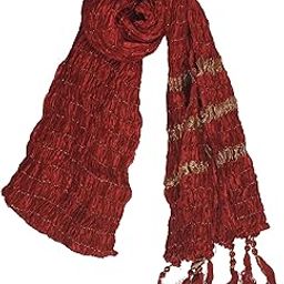 Men's Silk Gold Crush Design Dupatta Stole Chunni (Maroon, 2.5 Metre Length)-image-19