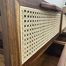 Haute Sheesham Wood Cane Chester Drawer, 122x46x91 cm, 6 Drawers, Natural Walnut Finish-image-52