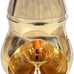 A & S VENTURES Brass Aroma Incense Burner Camphor Lamp, Kapoor Lamp/Magic Lamp/Oil Burner/Oil Diffuser with Brass Diya for Vastu/Feng Shui,Home,Temple Décor (Golden)-26