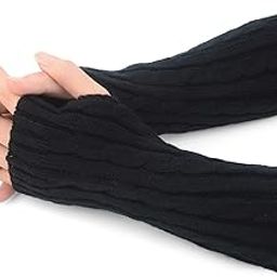 Women's Cable Knit Arm Warmer Fingerless Gloves Thumb Hole Gloves Mittens Long Arm Warmers Arm Sleeve Cool Evening Party Gloves-image-73