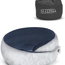 Sleepsia Ultimate Home & Travel Memory Foam Neck Pillow - Ergonomic Neck Pillow | Snoozing Neck Support | Adjustable Pillow Lightweight Comfortable & Breathable Cover | Travel Pillow-image-2