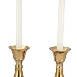 Heyearth Gold Metal Candle Holders Set of 2 |Vintage Royal Taper Candlestick Holders |Fireplace Table Centerpiece |Hurricane |Diwali Decorations Items |Tapered Candles |Tealight Holder |Dining Table-image-62