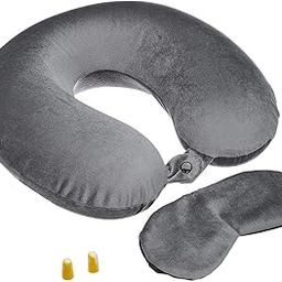 HOMESO 100% Memory Foam Travel Neck Pillow with Eye Mask & Ear Plugs Combo | Ultra Soft Velvet | Ergonomic Neck Support for Flight, Train, Car, Bus & Home Rest | Standard Size - Grey-9