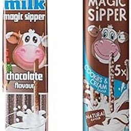 Quick Milk Magic Sipper Straws, Gluten-free (Chocolate, Cookies & Cream Flavour)-Pack of 2, (2x30g) | Imported | Magic Sipper-image-5