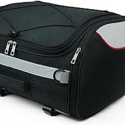 FATMUG Motorcycle Tail Bag - Bike Seat Luggage Storage Saddle Bag with Rain Cover - 30L, Black-image-95
