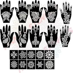 Ivana's Mehndi Tattoo Stencil Mehndi Design for Hands Set of 20 pc Combo Pack,10 Pcs Hand Design 10 pcs Round Stencils for Women, Girls and Kids, Easy to Use in Just 4 Simple Steps- CPT-2033-picture-9