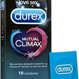 Durex Mutual Climax Condoms for Men & Women - 10 Count | Extra Dotted and Ribbed for Pleasure | Performa Lubricant for Long Lasting Climax Delay | Suitable for use with lubes & toys-22