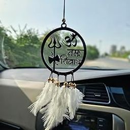 GOSHTI ENTERPRISE Car Hanging Accessories Interior - Elegant Dream Catcher for Car - Charm for Auto Decor - Stylish Handmade Ornament for Rear View Mirror Decoration (Om Namah Shivaya)-image-25