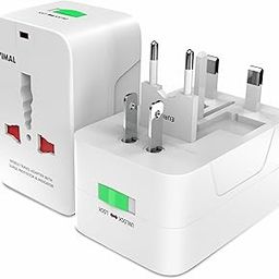 Vimal World Travel Adapter Plug – All-in-One Worldwide Plug for USA, Europe, UK, AUS & 150+ Countries with International Socket,Surge Protector,Safety Shutter & Indicator(100-250V),White-11