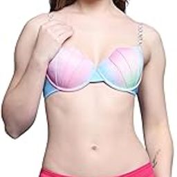 PrettyCat Lightly Padded Underwired Sexy Plunge Bra Panty Set with Pearls Strap-image-2