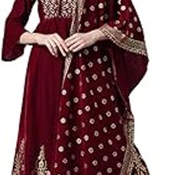 Women's Velvet Lehenga Choli Dupatta Set (Maroon, M)-picture-25