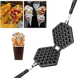 AEKDO Bubble Waffle Maker Pan Waffle Cake Mold Pot Non-stick Double Side Egg Waffle Maker for Breakfast Lunch Household Cafe Restaurant Cake Shop-1