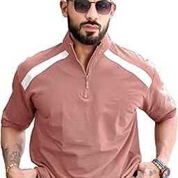 ||High Neck Tshirt for Men||3/4th Sleeve||Half Zipper Regular Fit Tshirt for Men||Turtle Neck Tshirts for Men-image-30
