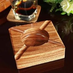 Larze Handmade Squar Wooden Cigrette Ashtray Outdoor Indoor-5.11 inches Ash-tray and Great Gifts for Cigarette Lovers Set of 1-image-44