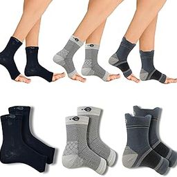 Ecosync Open Toe Bamboo Cotton Neuropathy Compression Socks - Combo Pack of 3 (Black + Spotted White + Charcoal Trio), Moisture-Wicking, Pain Relief, Breathable, Soft, Unisex, Eco-Friendly-69