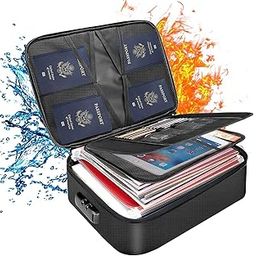 Passport and Travel Document Organizer, Large Multi-Compartment Case, Black-19