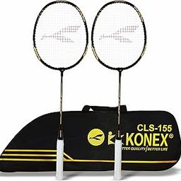 Konex Aluminium Badminton Racquet | Optimized String Tension, Ergonomic Grip & Durable Frame | Full Cover Included - Black (Pack of 2)-image-87