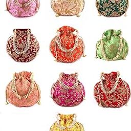 Women's Fashion Handmade Handbag Wristlets Ethnic Bridal Potli Batwa Bag Combo-20